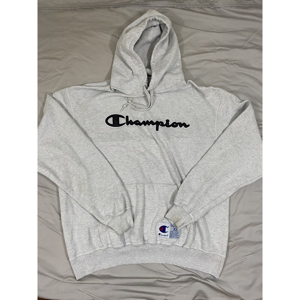 Vintage Champion Hoodie Men’s XL Gray Pullover Jersey Jock Bottom Tag
